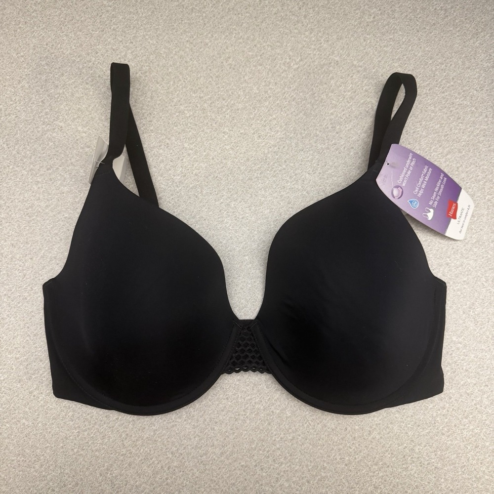Hanes Bra Women DreamWire 36D Black Underwire No Poke No Pinch Convertible